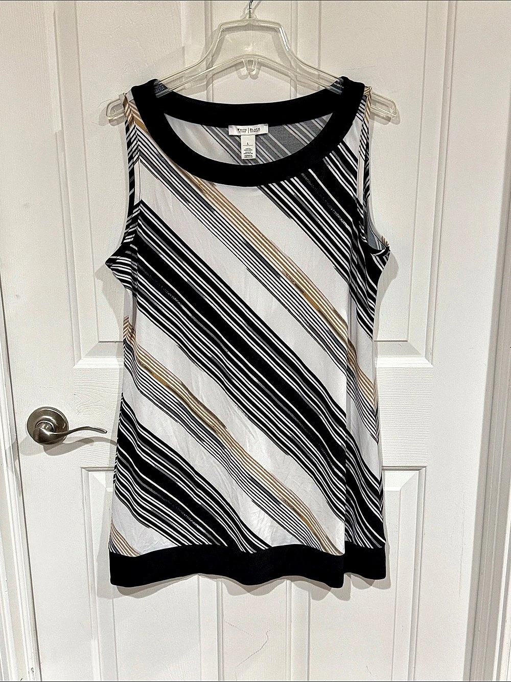 White House Black Market Striped Tunic Top Size Large b38